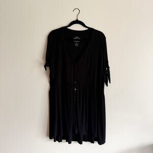 Torrid Black Super Soft Babydoll Tie Sleeve Blouse - 3X